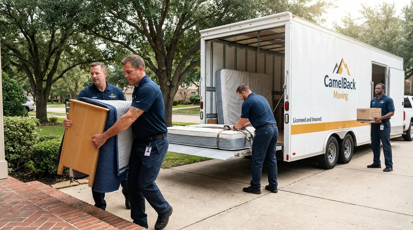 Crew loading residential truck for cross-state move from Edwards, MS